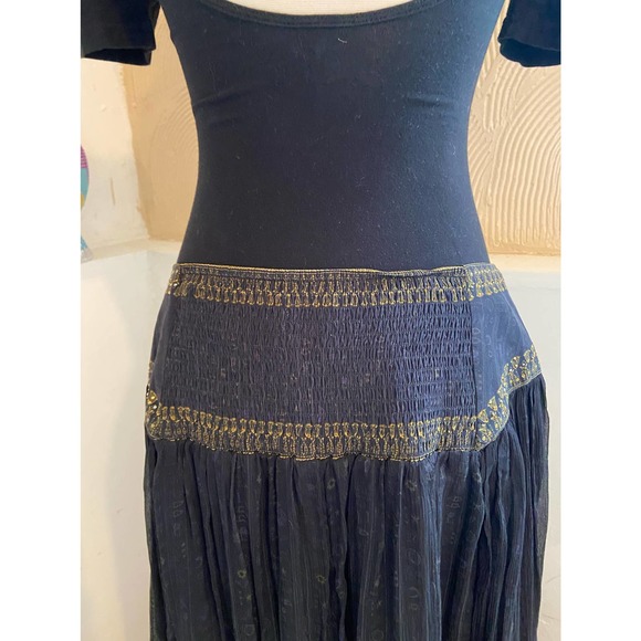 Camilla Egyptian print  long skirt, Layered Maxi Skirt w/crystal embellishment - Picture 9 of 13